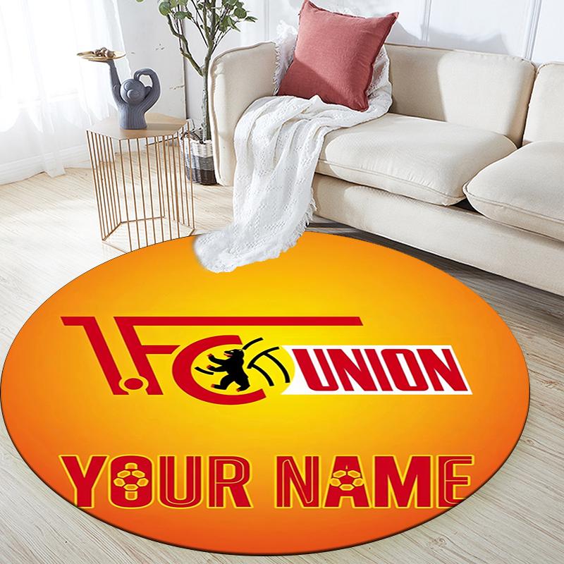 Custom Name,FC Union Berlin pattern round rug,Carpet Rug for Living Room Bedroom Playroom ,Non-slip Floor Mat,Holiday Gifts and Birthday Gifts.