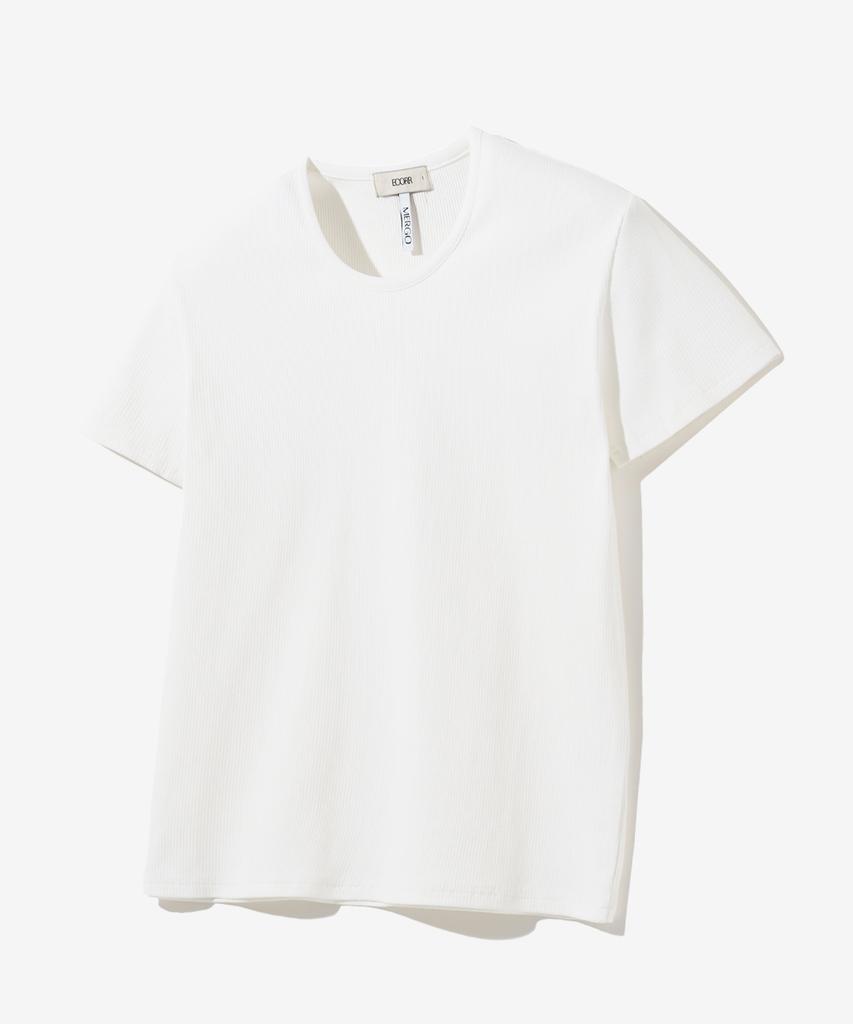 ECORR [Ecr X Mergo] Ribbed Round Neck Short Sleeve T-Shirt : 4 Colors