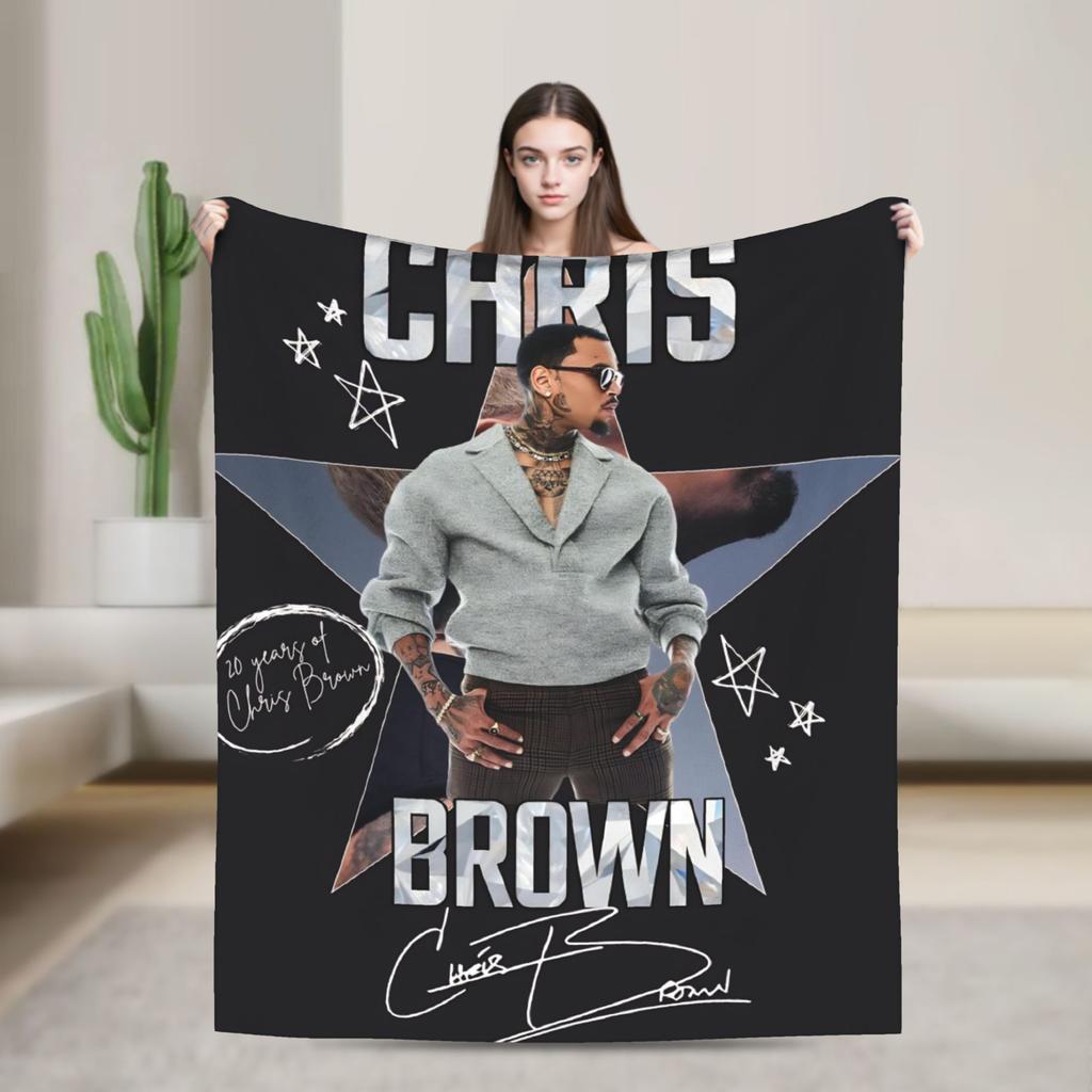 Warm Blanket Travel Chris Brown Breezy Bowl XX Bedding Throws Flannel Bedspread For Outdoor Novelty Sofa Bed Cover