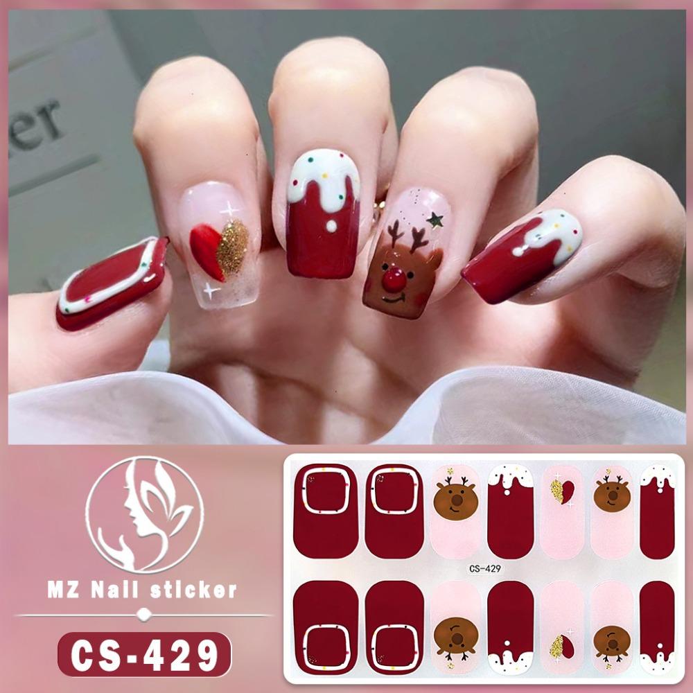 Christmas Waterproof No-bake Gel Nail Polish Film Full Sticker European and American Style Nail Film Sticker Nail Film Sticker