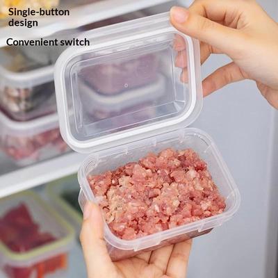 1Pc Food Storage Box Single Snap-On Cover Portable Compartment Refrigerator Freezer Organizers Sub-Packed Meat Onion Ginger