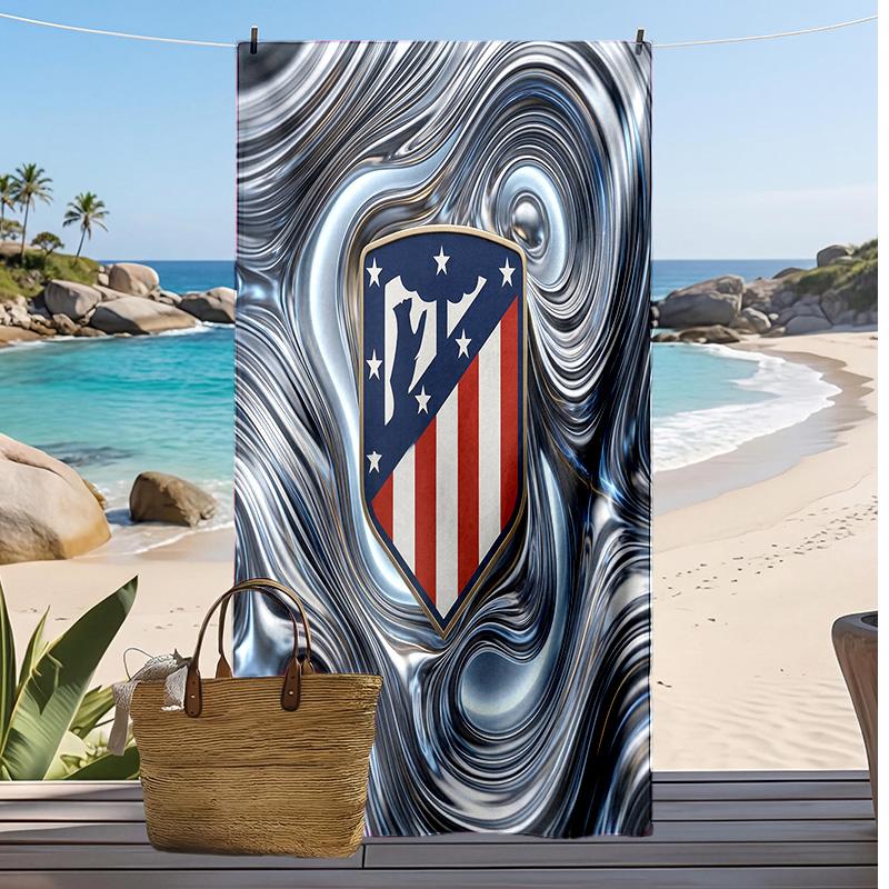 Toalla de Playa Estampada del Atlético de Madrid Secado Rápido Suave Portátil Grande Rectangular Manta de Playa para Viajes Piscina