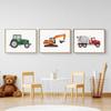 Watercolor Construction Vehicle Transportation Tractor Bulldozer Poster Wall Art Pictures Canvas Painting Nursery Home Decor