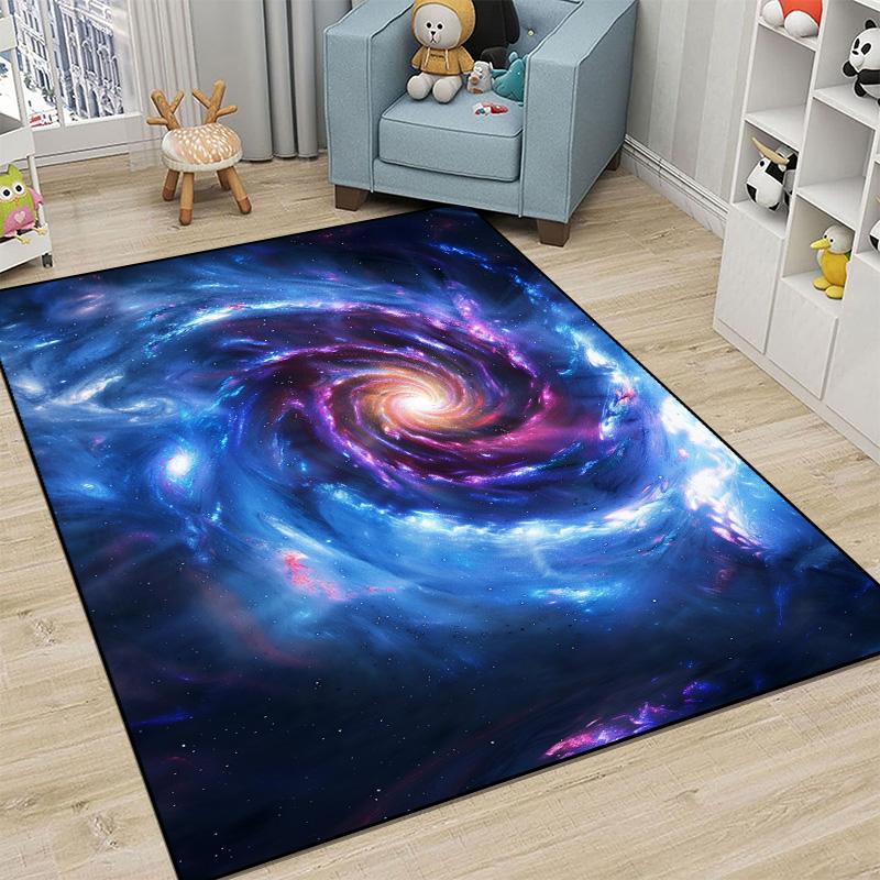 Children Bedroom Decoration Carpet Outer Space Pattern Abstract Carpets Living Room Sofa Area Rug Child Bedside Non-slip Mat