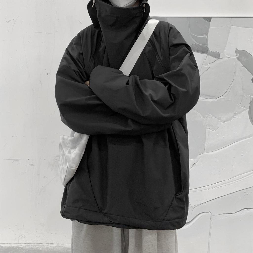 Black Warrior Men's Waterproof Hooded Jacket - Trendy, Loose Fit for Spring & Autumn