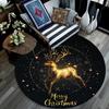 Golden Deer Round Area Rug,Carpet Rug for Living Room Bedroom Sofa Playroom Decor,Non-slip Floor Mat