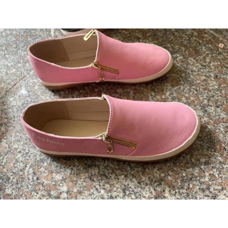 Women's Espadrille Flat Shoes, Side Zipper Casual Slip-Ons, Lightweight Spring Fall Sneakers