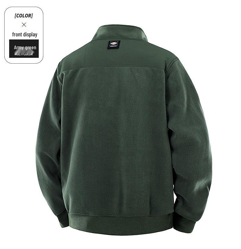 Men's Warm Fleece Stand Collar Half-Zip Pullover Plus Size Hoodie