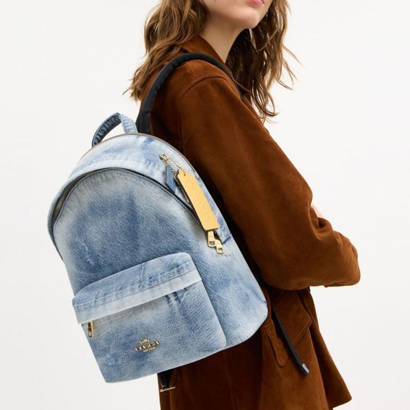 Coach Zaino in Denim Taylor 27 con Logo Piccolo Zaino da Donna Oro Indaco Chiaro CEF27-IMNIM