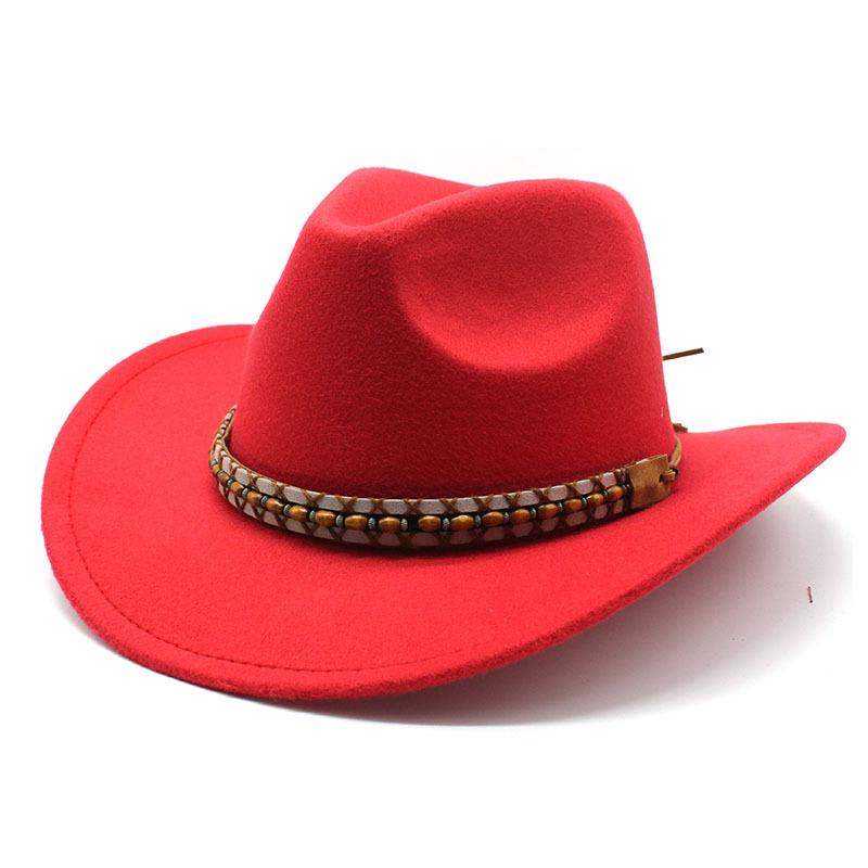 Popular Belt Buckle Big Edge Curling Top Hat, Western Cowboy Hat, Woolen Hat, Jazz Hat, Felt Hat