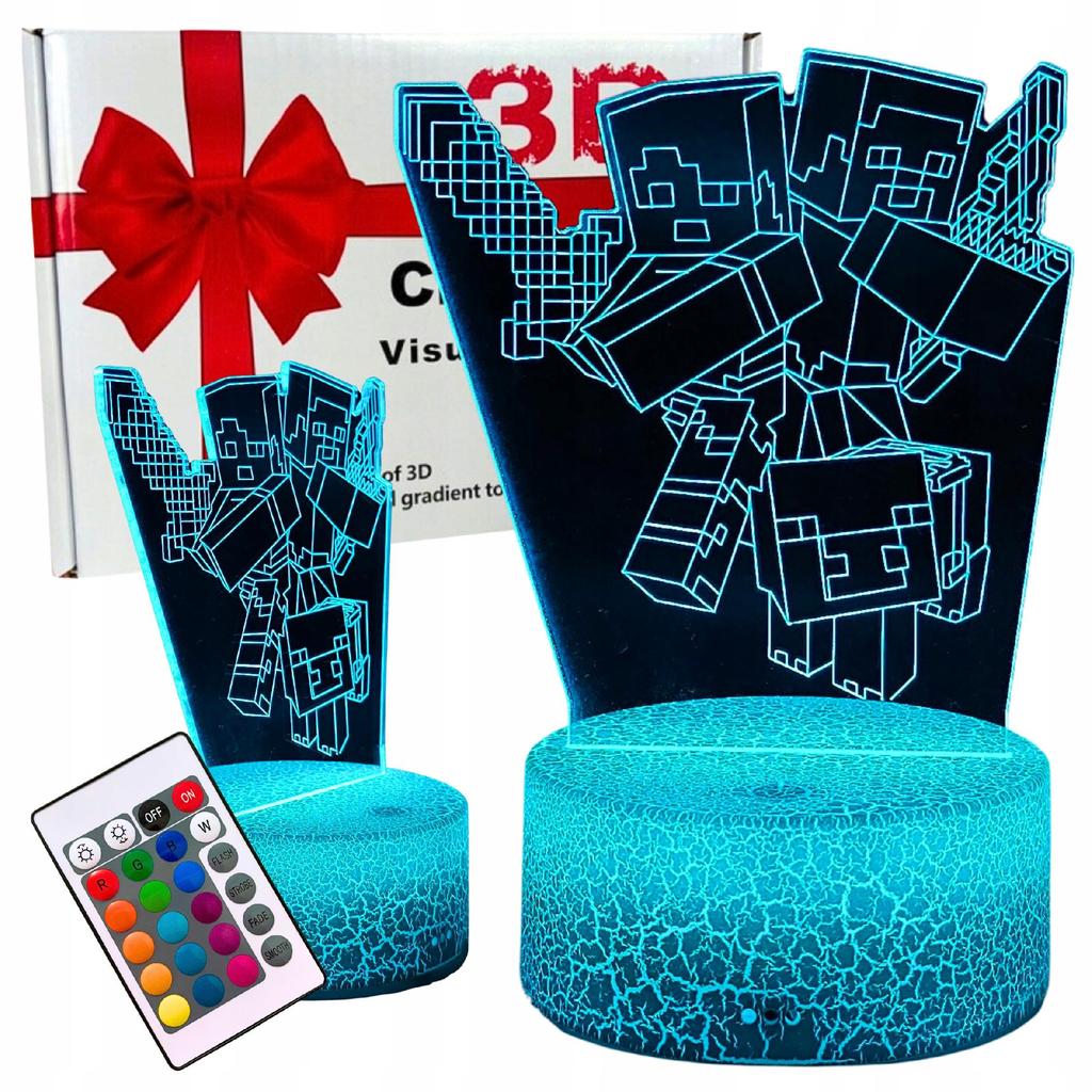 Minecraft Creeper 16 Led 3D Night Light For Kids + Remote Control