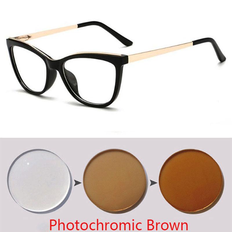 Diopter 0 -0.5 -0.75 -1.0 -1.5 -2.0 -3.0 To -8.0 Myopia Glasses Anti Blue Light Cat Eye Big Frame Prescription Eyewear