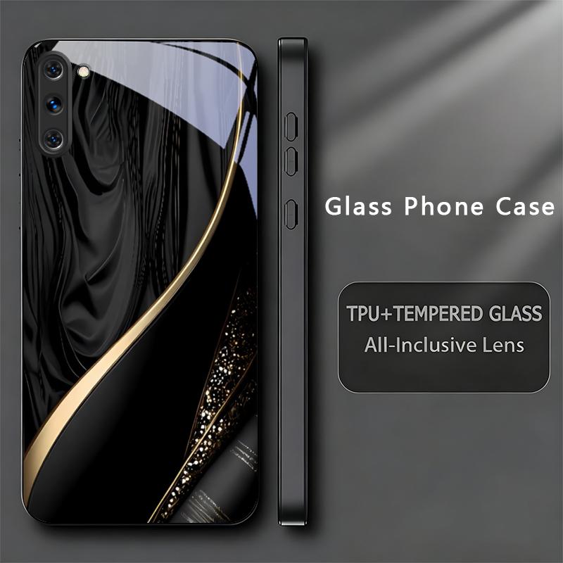 Silk Golden Line Black Phone Case For Samsung Galaxy Note 10 20 A 06 A07 12 A13 A14 A15 A16 A17 A22 A23 A24 A25 A26 Glass Cover
