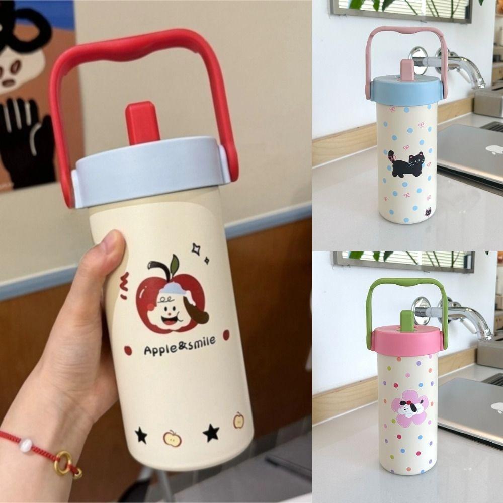 Water Cup Portable Insulated Cup Stainless Steel Cute Cat Thermos Mug  Cold/Hot Water