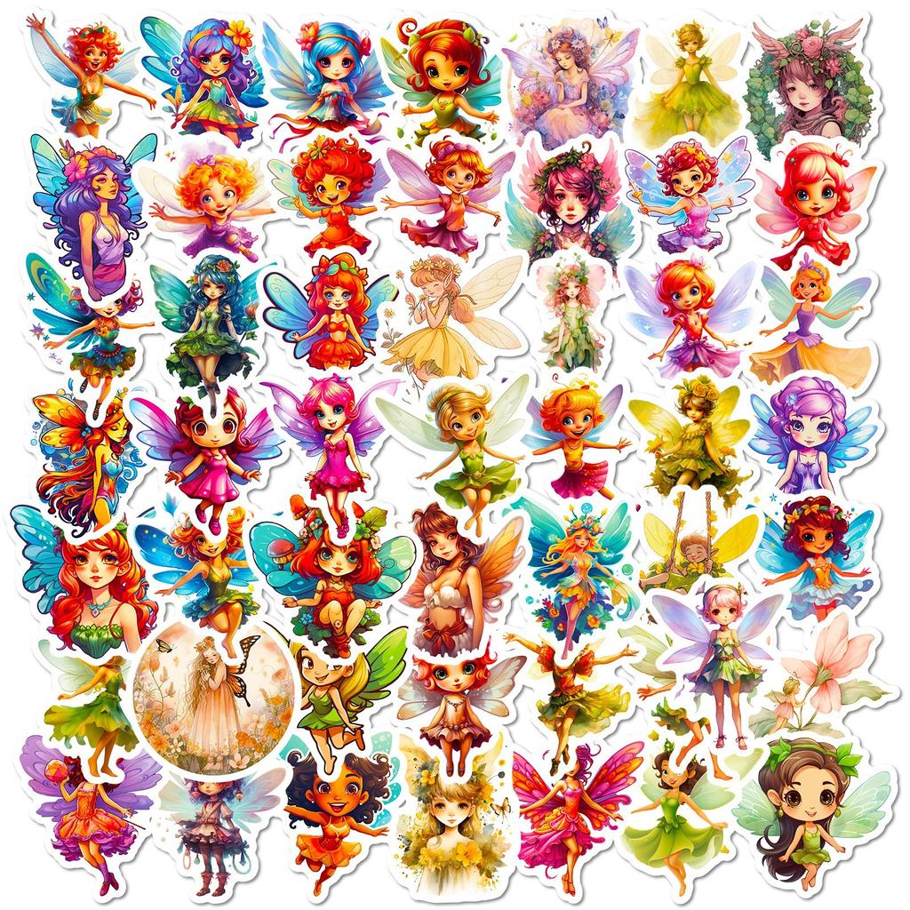 50 Flower Fairy Elf Stickers New Creative Angel Wings Little Fairy Girl Stickers