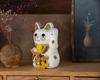 Lyckokatt Förmögenhetssamlande Vänster tass upphöjd Keramisk Lyckokatt Lyckoamulett Feng Shui-prydnad Offerlåda (S-STORLEK Vit) / _ Maneki-neko (fa_S Vit)