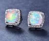 Luxury Female Yellow Pink Stone Earrings Fashion Silver Color Wedding Jewelry Vintage Double Stud Earrings for Women