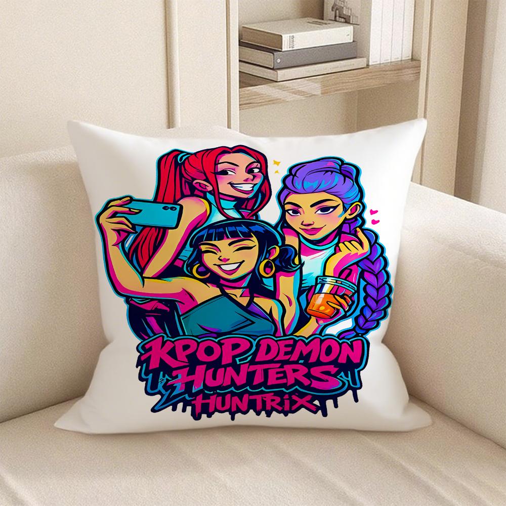 KPop Demon Hunters  KPOP Demon Hunter Series Pillowcase: Colorful Character Pattern Fashion Home Decoration