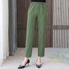 Summer High Waist Straight Pants for Women Plus Size Classic Elastic Waist Cotton Linen Trousers