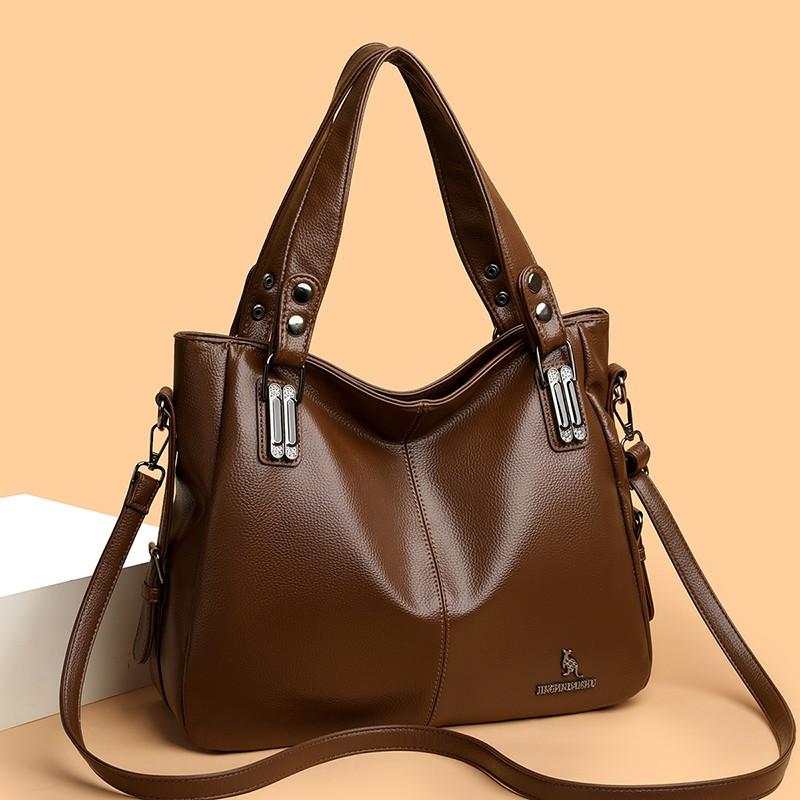 Elegant Vintage PU Leather Handbag for Women Large Capacity Shoulder Bag Top Handles & Detachable Shoulder Strap Simple Daily Bag Ladies Holiday Gifts