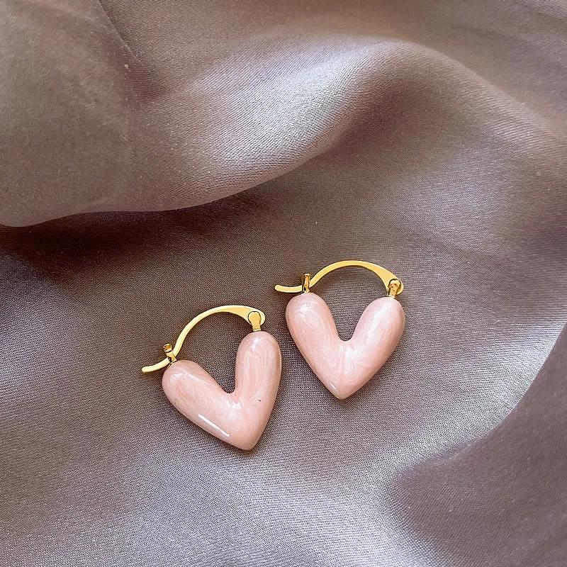 Fashion Simple Design Silver Color Hollow Heart Hoop Earrings for Women Cute Stainless Steel Gold Color Earrings Jewelry Gifts