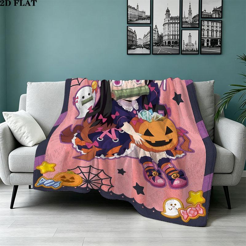 1PC Demon Slayer Patterned Flannel Blanket Suitable For All Seasons For Home Decor Warmth And Comfort Gifts Holiday Present