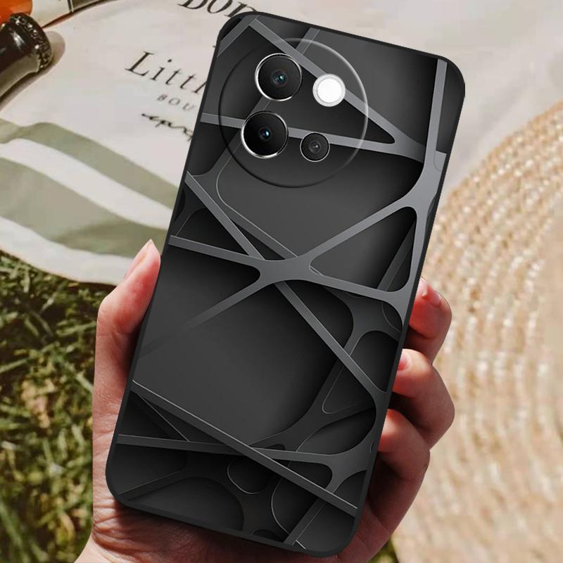For VIVO V40 Lite 5G Case Soft Silicone Cover Black Bumper TPU For Vivo V40 Lite 5G Phone Cases V40Lite Shockproof Back Covers