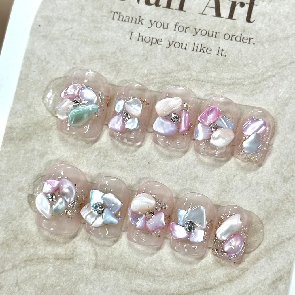 Handworn Nail Pure Tablet Dopamine Cute Fritillary Windmill Flash Transparent