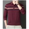 Men S Striped Long Sleeve Polo Shirt Loose Fit For Middle Aged Dad Autumn