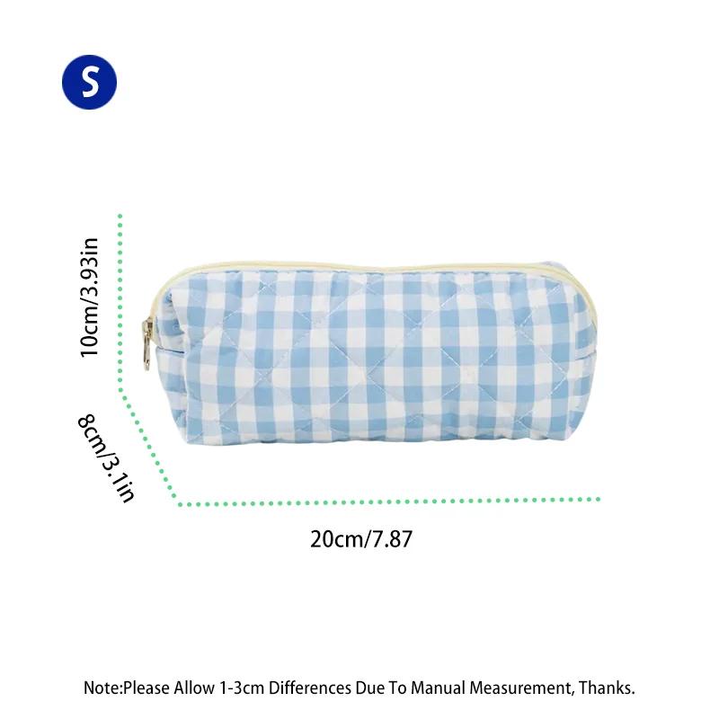 

1pc Checkered Cosmetic Bag Large Travel Multicolored Plaid Makeup Storage Toiletry Bag Girls Cosmetic Bag Sanitary Cotton Bag