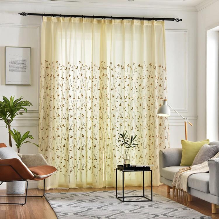Window Screen Grey Branches Towel Embroidery Curtain Embroidery Leaves