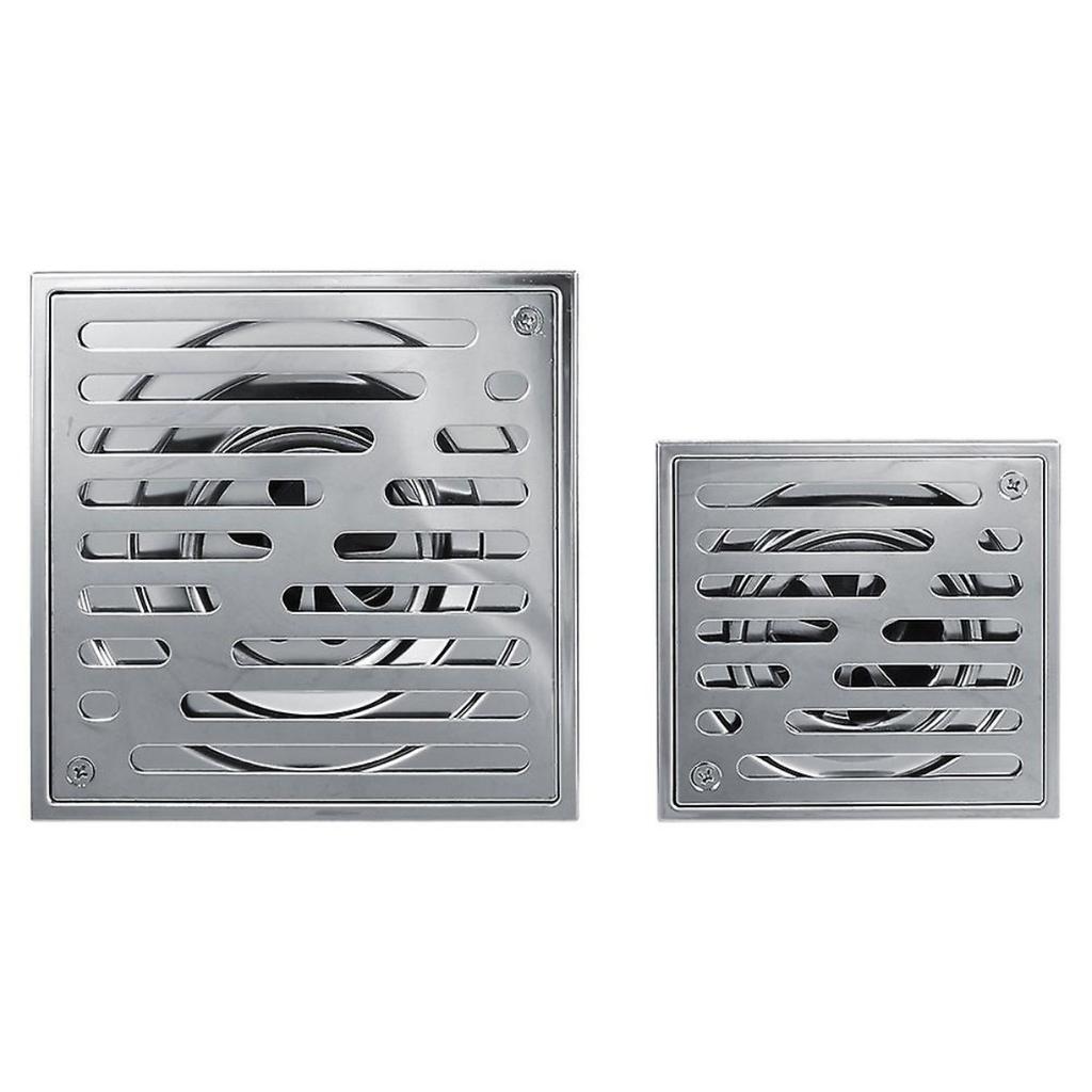Square Floor Drain Stainless Steel Anti-Odor Bathroom Waste Gate Shower Drainer Large Caliber (Silver)