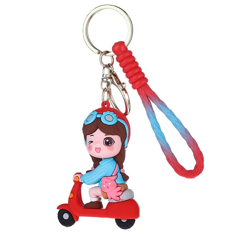 Cute Cartoon Electric Car Boy Girl Couple Keychain Internet Celebrity Creative Decoration Small Gift