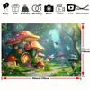 2D Enchanted Forest Fairy Tapestry, Magical Mushroom House Wall Hanging for Aesthetic Room Decoration