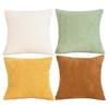 Ensemble de 4 Housses de Coussin Décoratives en Velours Côtelé Carrées Housse de Coussin Douce Design Rayé pour Canapé Lit Chaise Bureau à Domicile Salon