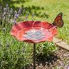 Handcrafted Metal Flower Stake Butterflies Feeder For Garden Decoration Doubles As Bees Watering Station And Bird Bath