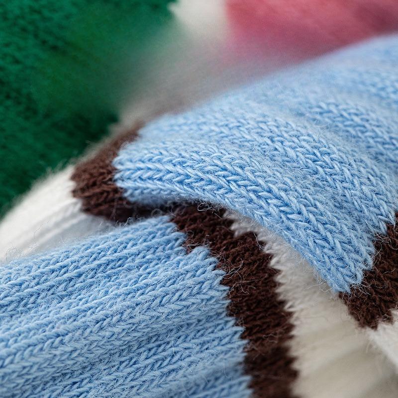 Spring and Summer Bright Striped Mid-calf Split-finger Cotton Socks, High-top Yoga Fitness Sports Anti-slip Socks, Five-finger Socks Pilates