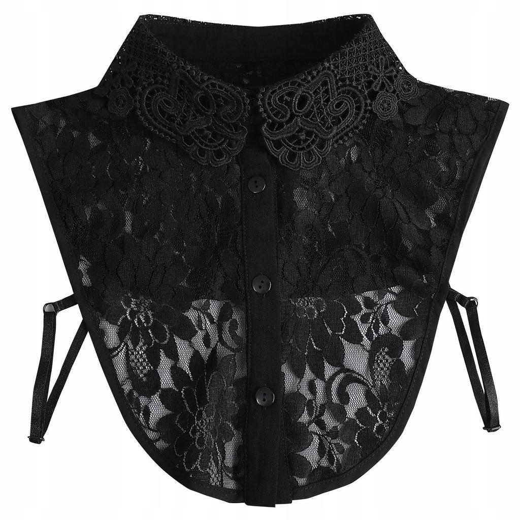 Fake Women' Lace SHIRT BLACK COLLAR with Elegant Clasp