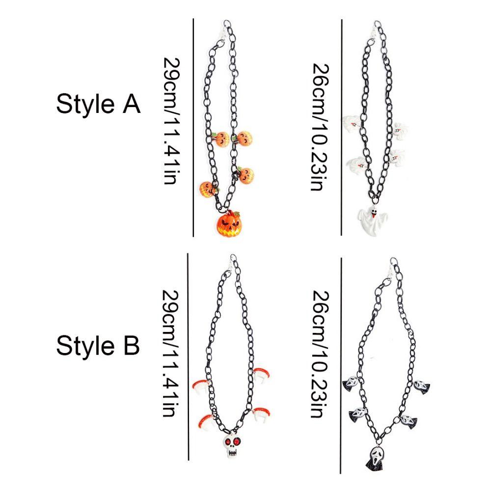 Resin Pumpkin Ghost Necklace Skeleton Cartoon Halloween Decorative Necklace Adjustable Ghost Pendant Chain Cosplay Party