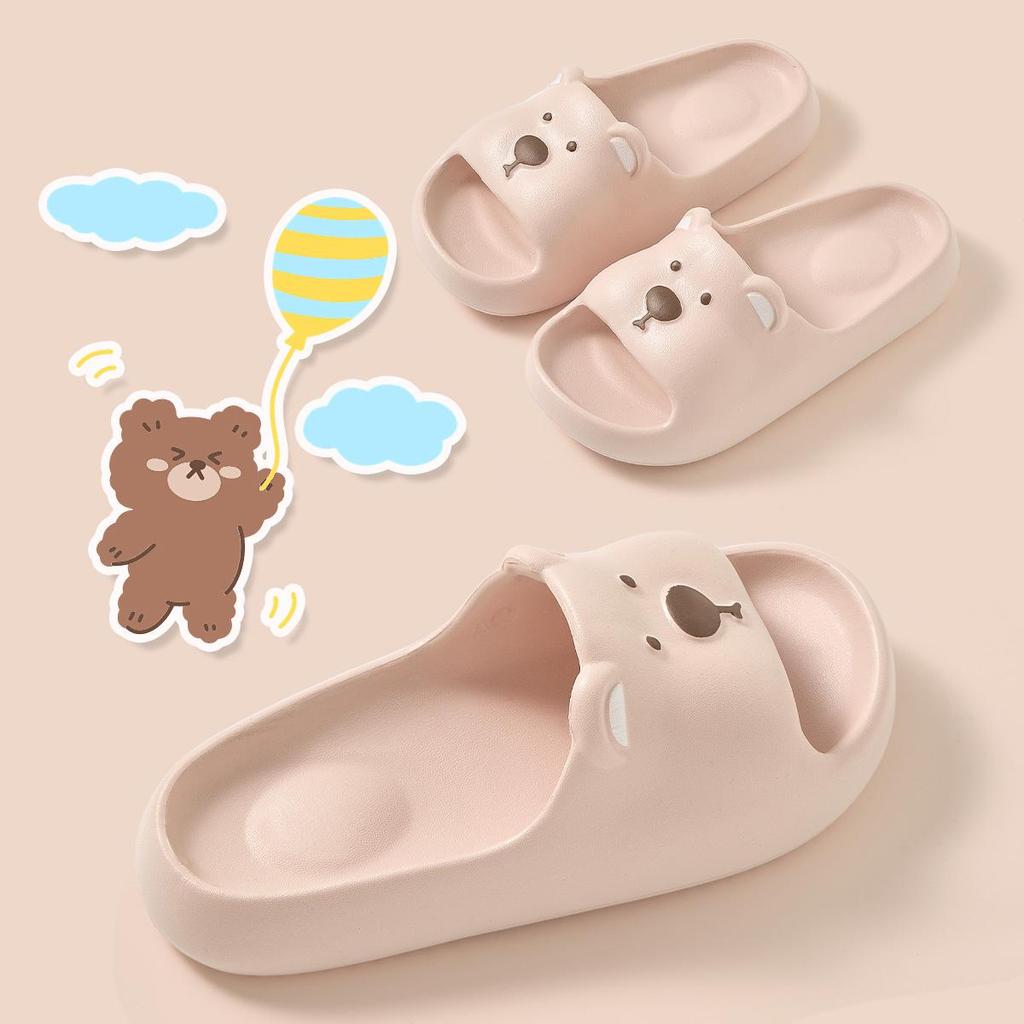 Cute Bear Children Home Slippers Beach Thick Bottom Summer Slides Cartoon Comfortable Non-Slip Slippers Indoor Outdoor Men Bathroom Slippers