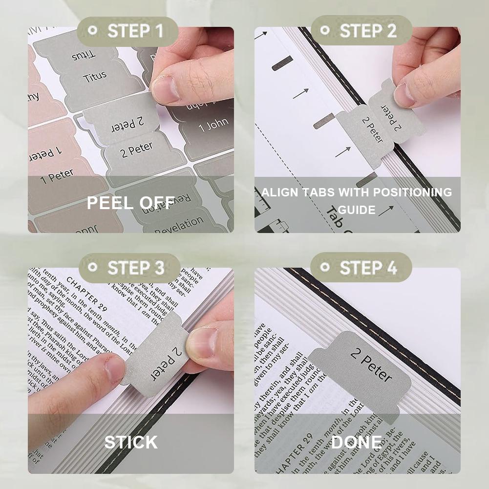 5 Sheet Bible Index Label Sticker Self-Adhesive Paper Tabs Study Tool (Morandi)