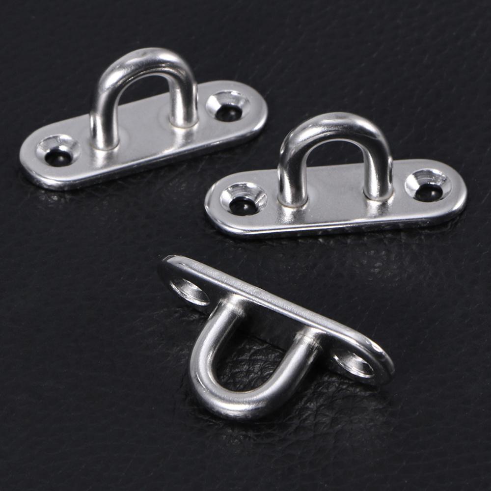 1/5pcs Hooks Eye Plate Heavy Oblong Duty Steel Stainless Pad Mount Wall U Boat Ceiling Hanger Ring Garage Hammock D Design Shape