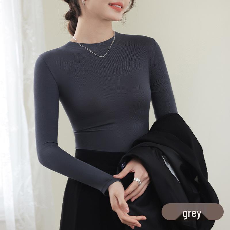 

Женский облегающий трикотажный топ с рубчиком, черного цвета, с длинным рукавом и круглым вырезом. XL (140-160 jin)