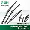 For Peugeot 207 Hatchback 2006-2014 2007 2008 Wiper Front & Rear Wiper Blades Windshield Windscreen Window Brushes 26"+17"+16