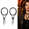 Colier Bolo Tie Western pentru Bărbați și Femei, Accesoriu de Gât din 2 Piese cu Șnur PU Împletit cu Glisoare Reglabile pentru Stil Zilnic