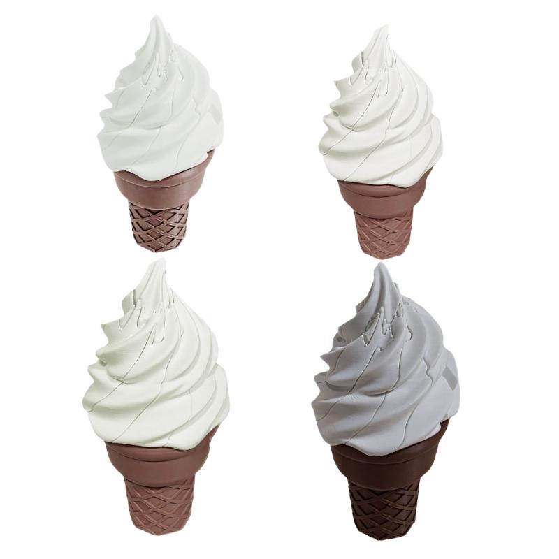 Ice Cream Desk Decors Toy, Stretchable 3D Printed Stress Relief Sensory Fidgeting Figurine for Students, Work Desks, and Shelf Display