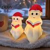 Children Room Night Light Cute Ghost Reading Book Lamp, Christmas Resin Figurine with Santa Hat, Festive Window Sill Decorations Warm Lighted