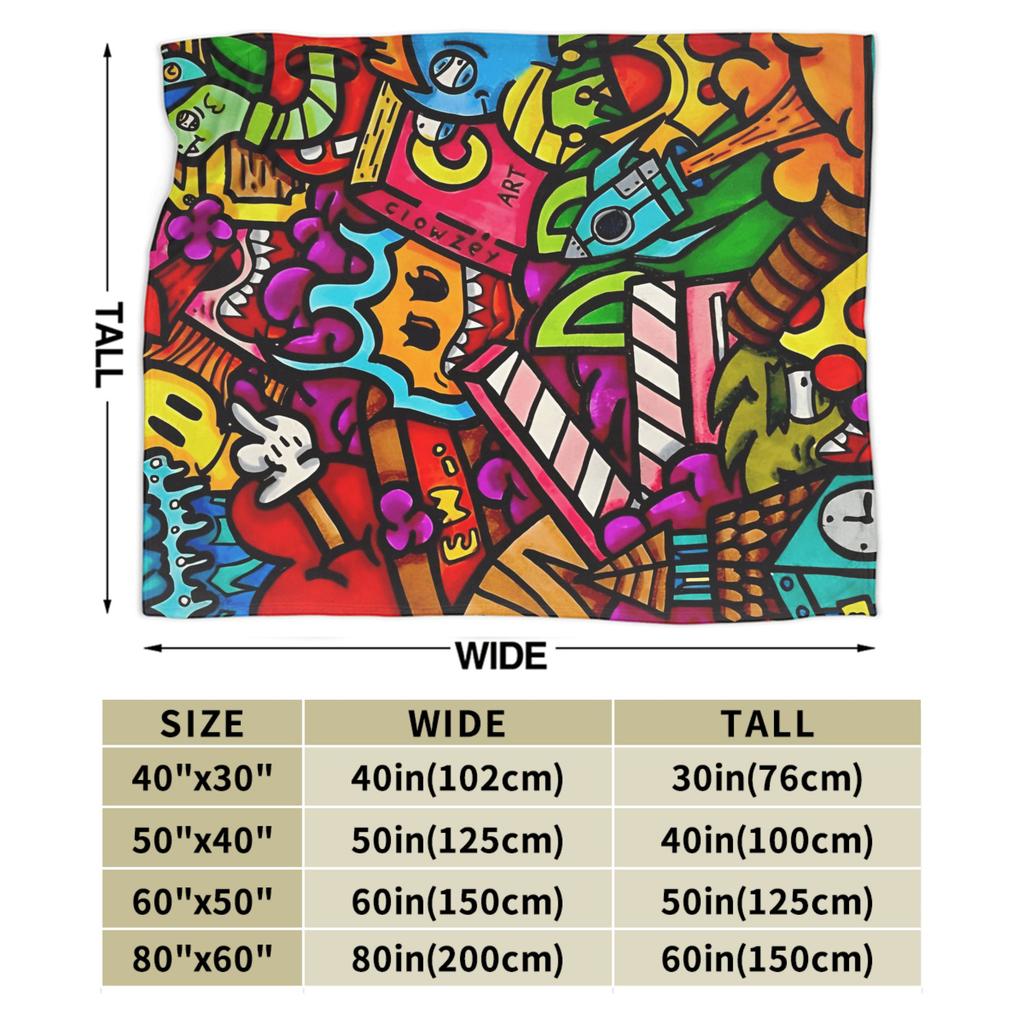 Cartoon Cute Doodle Plush Blanket Girls Boys Flannel Throw Blanket For Couch ChairBed Warm Custom DIY Quality Bedspread Gift