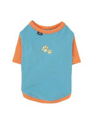 [PET] RINGER TEE-LIGHT BLUE/TANGERINE