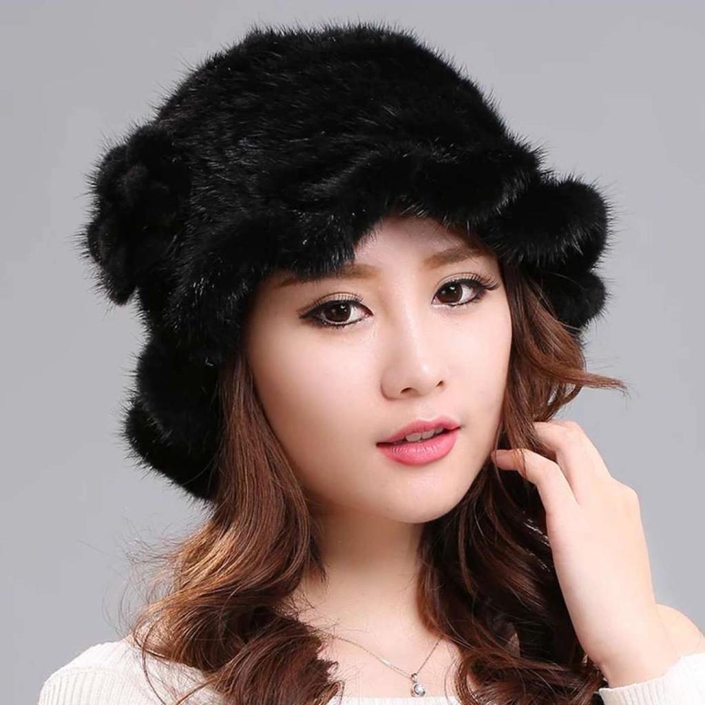 New Mink Fur Hat Women's Winter Mink Fur Women's Winter Hat Thick Versatile Warm Fashion Fur Hat Women's Winter